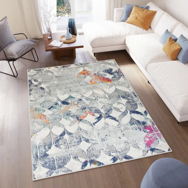 Tapiso Denver Vloerkleed Grijs Blauw Laagpolig Tapijt