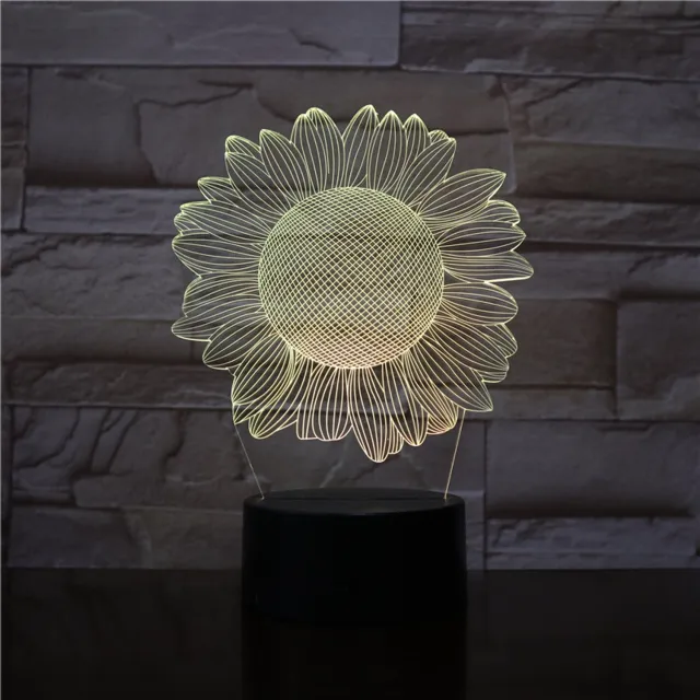 MC Living 3D Led Lamp Met Gravering - RGB 7 Kleuren - Zonnebloem