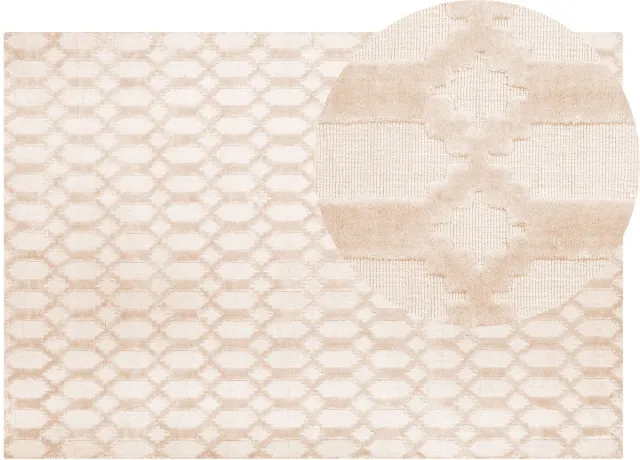 Beliani CIZRE - Laagpolig vloerkleed - Beige - 140 x 200 cm - Viscose