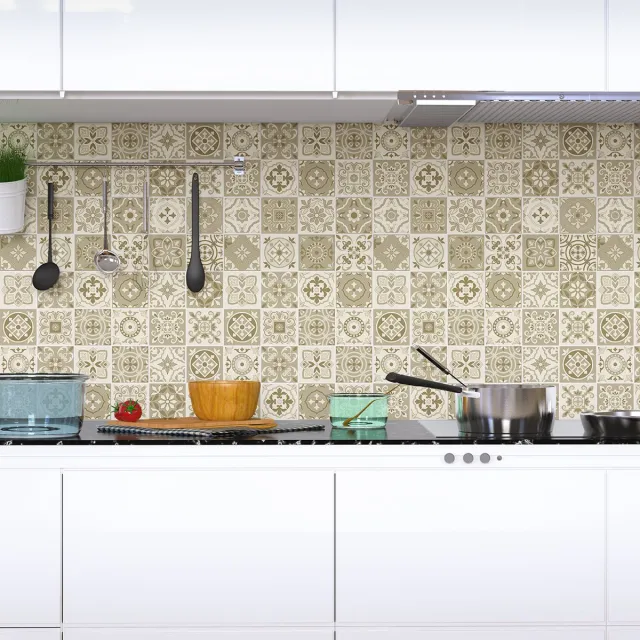 Ambiance Sticker Zelfklevende tegelmuurstickers voor keuken en badkamer - 9 Concetta Azulejos tegelstickers - 9 stickers 20x20cm Multi color