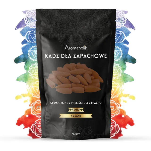 Aromaholik Wierookkegels Backflow - 7 Chakra's - 30 stuks - XL - Waterval Effect - Natuurlijk Zwart