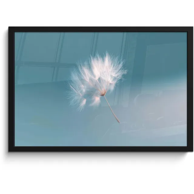 FrameYourWall Poster in lijst - Fotolijst 60x40 cm - Posters - Paardenbloempluisje - Blauw - Lucht - Posterlijst zwart - Decoratie - Wanddecoratie woonkamer - Muurdecoratie slaapkamer