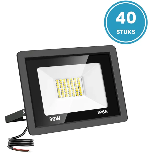 Tsong LED schijnwerper 30W - 40 stuks - Daglichtwit 6000K - 3.000 lm - 120° breedstraler - IP66