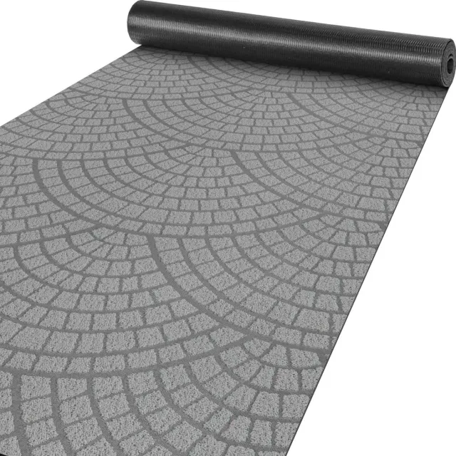 ANRO Tapijtloper Davis Grijs 220x100cm – Velours Gangloper Antislip Keukenloper Hal Op Maat