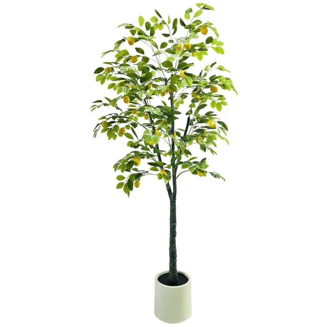 Happiq Kunstmatige Citroenboom 180 cm - Voor Woonkamer, Balkon & Kantoor - Realistische Interieurdecoratie - Kunstplant - 180cm Geel