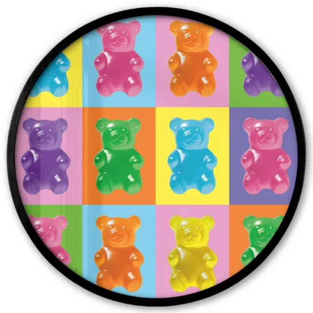 FrameYourWall Poster in lijst Rond - Fotolijst 40x40 cm - Posters - Art- Snoep - Kleurrijk - Ronde posterlijst zwart - Decoratie - Wanddecoratie woonkamer - Muurdecoratie slaapkamer Gummy - Art