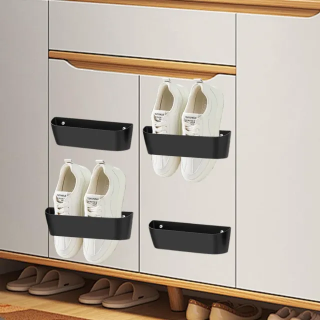 Unyqoos Ruimtebesparende schoenenorganizer voor wandmontage in campers en kleine ruimtes zwart