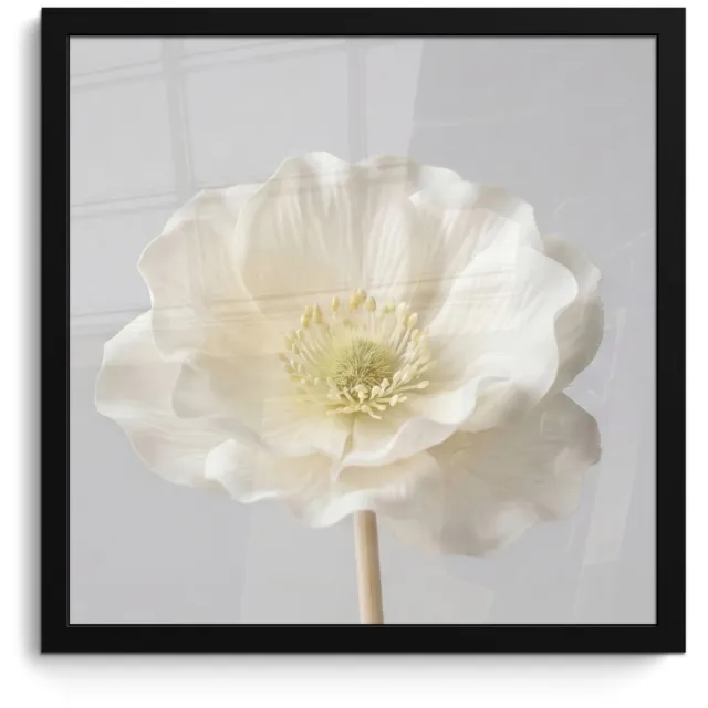 FrameYourWall Poster in lijst - Fotolijst 40x40 cm - Posters - Bloem - Minimalistisch -Wit - Posterlijst zwart - Decoratie - Wanddecoratie woonkamer - Muurdecoratie slaapkamer