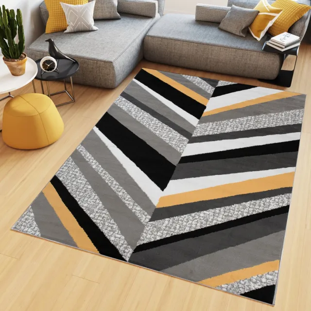 Tapiso Maya Vloerkleed Grijs Geel Woonkamer Kleed Tapijt Grijs Geel Antraciet 2