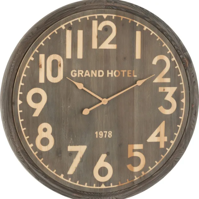 J-Line klok Grand Hotel - hout - naturel - large - Ø 79.5 cm