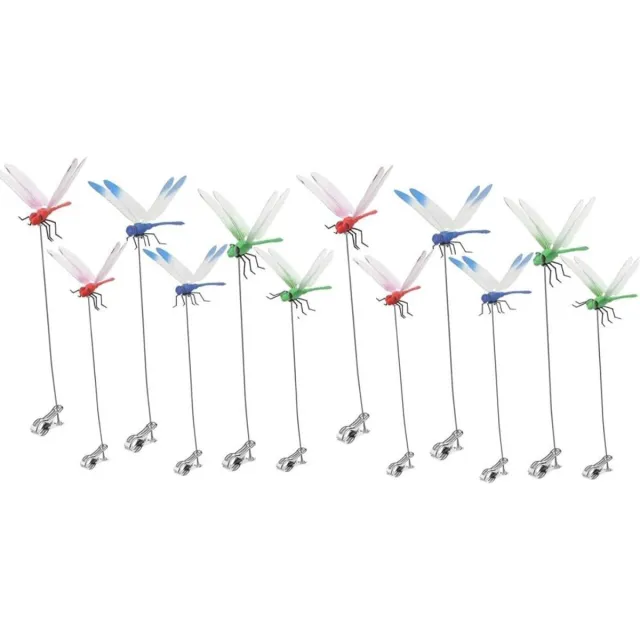 longziming Set van 12 Libellen Clips - 2026 Nieuw Vliegenwerend Tuinaccessoire - 3D Tuinstekers in Libellenmotief - Voor het Verjagen van Vliegen, Vogels, Kolibries, Herten en Paarden - Voor Binnen en Buiten rood
