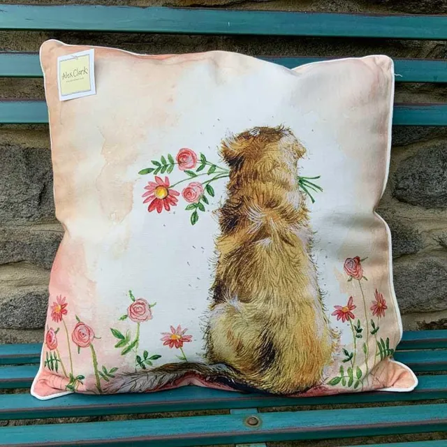 Alex Clark Art Alex Clark Kussen Golden Retriever & Flowers ~ Golden Retriever en Bloemen Design