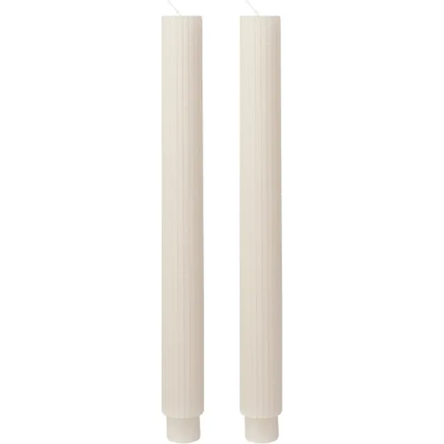 Ginger ray Ginger Ray - Ivoorkleur geribbelde dinerkaarsen (2 stuks) Wit,