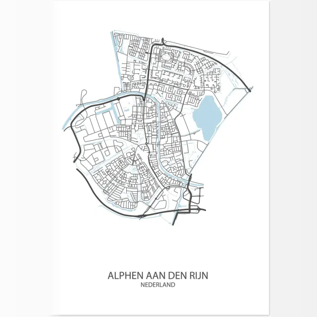 De Lange Koe Poster Alphen aan den Rijn | Plattegrond | 29,7 x 42,0 cm (A3) Wit