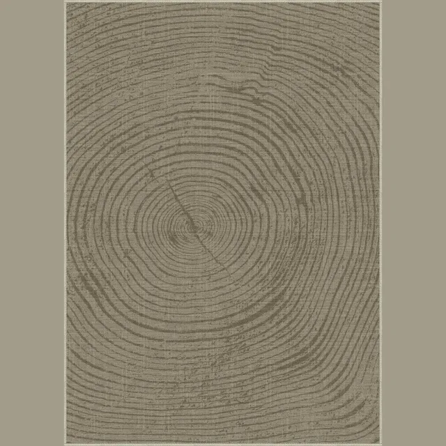 GENIMO Tapijt -Boomringen design-Kortpolig en antislip-Makkelijk te onderhouden voor woonkamer en slaapkamer-Bruin
