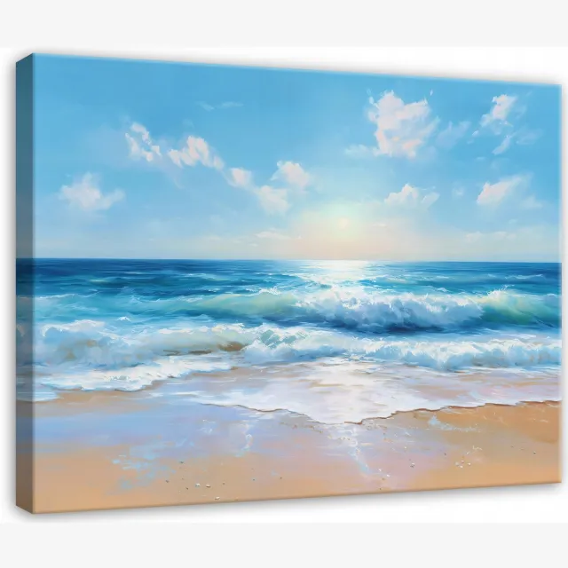 WALLARENA Schilderij op canvas - 120x80 cm - strand zee natuur landschap - Geschikt voor slaapkamer, woonkamer, keuken Veelkleurig