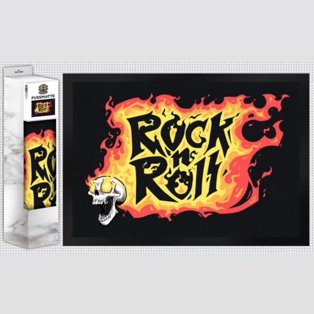 MadDeco rock n roll - rubberen deurmat synthetische vezels - zwart - 35 x 50 cm zie foto