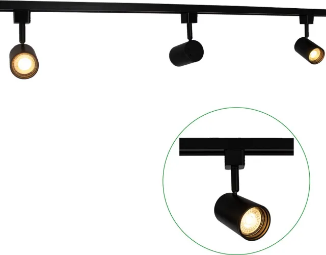 LedLoket LED 1-fase Rails | Zwart | 1 Meter | Dimbaar | Incl. 3x railspots