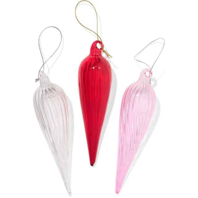 HEMA Kerstballen set 14.5cm glas druppel - 3 stuks (rood)