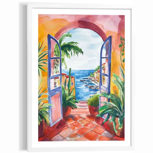 Reinders Schilderij Zomers balkon - 70 x 50 - Hout - REINDERS