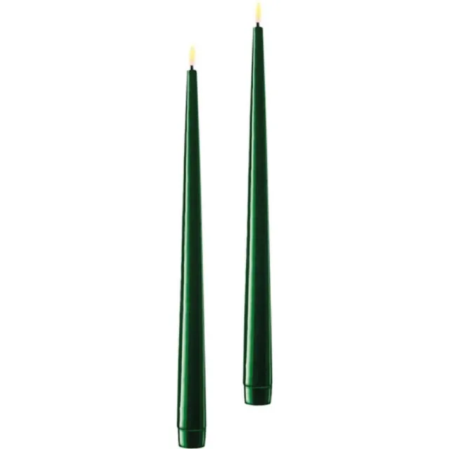Deluxe Homeart Led Kaars Donker Groen 2.2 x 28.0 cm (2x Shiny Dinner Candles)
