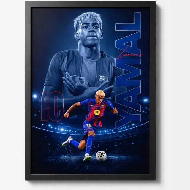 Kleurmedia Lamine Yamal - Poster - 43 x 61 cm - Star Collection - Bekende Voetballer - Geschikt om in te lijsten - Voetbal Posters Blauw