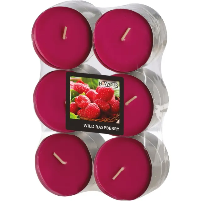 Conpax Candles Geur theelichtjes/waxinelichtjes - Maxi - 12x - Wild Raspberry aroma - 8 branduren Fuchsia