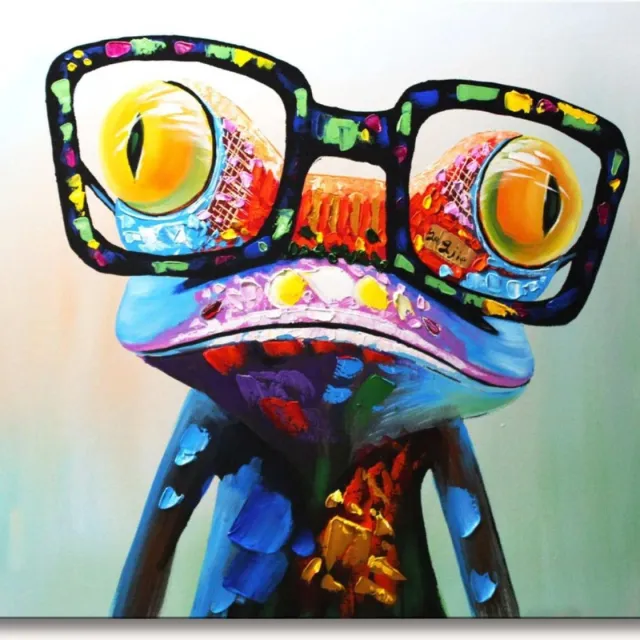 Grootmeesters ® Handgeschilderd schilderij Olieverf op Canvas - Wise Frog multi
