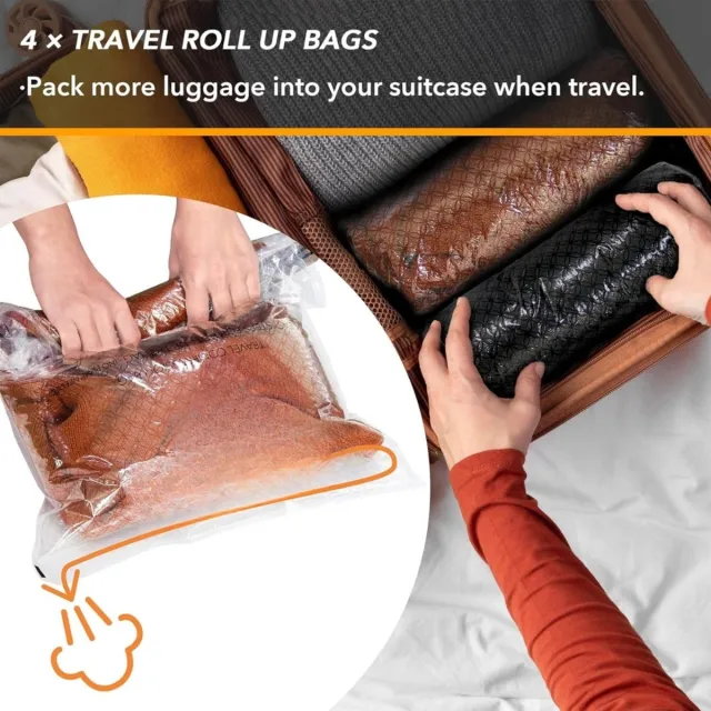 Famanu 20 stuks vacuüm opbergzakken - ruimtebesparende sealer-compressiezakken voor dekbedden - dekens - kussens - beddengoed - kleding (4 jumbo/4 groot/4 medium/4 klein/4 rollen)