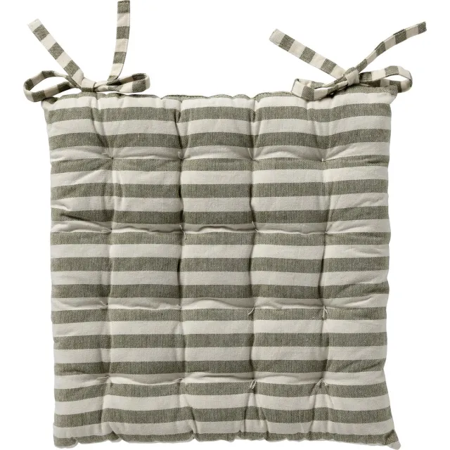Dutch Decor COOPER- Matraskussen met gestreept motief- Olive Branch - vierkant - 40x40 cm - Zitkussen groen