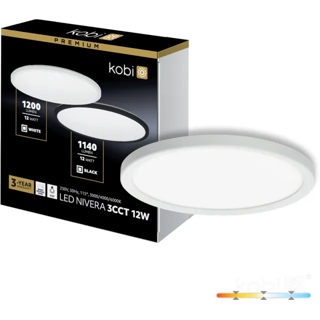 Kobi LED-plafondlamp - 12W - Instelbaar wit licht - IP54 - Rond - 22.5cm - 1200 lumen - Wit