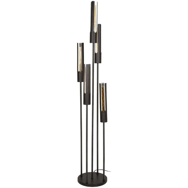 Nest of Nora Vloerlamp Evian - 5-lichts buisvormig - E27 fittingen - Zwart Donkergrijs