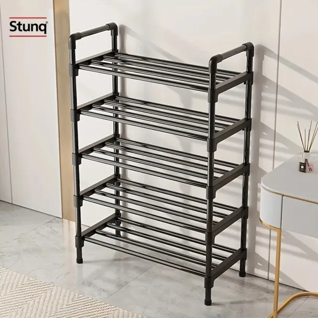 Stunq 6-laags metalen schoenenrek – stapelbaar en vrijstaand, zwart