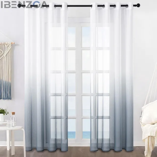 Ibenzoa Vitrage Gordijnen - Grijs - 145x160 cm - Polyester - Set van 2
