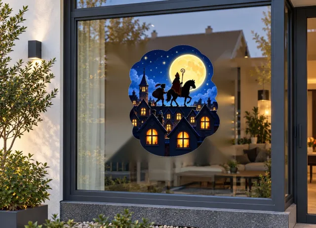 De Stickerman Sinterklaas Raamsticker 50cm Breed Herbruikbaar Weerbestendig (V19) Multi