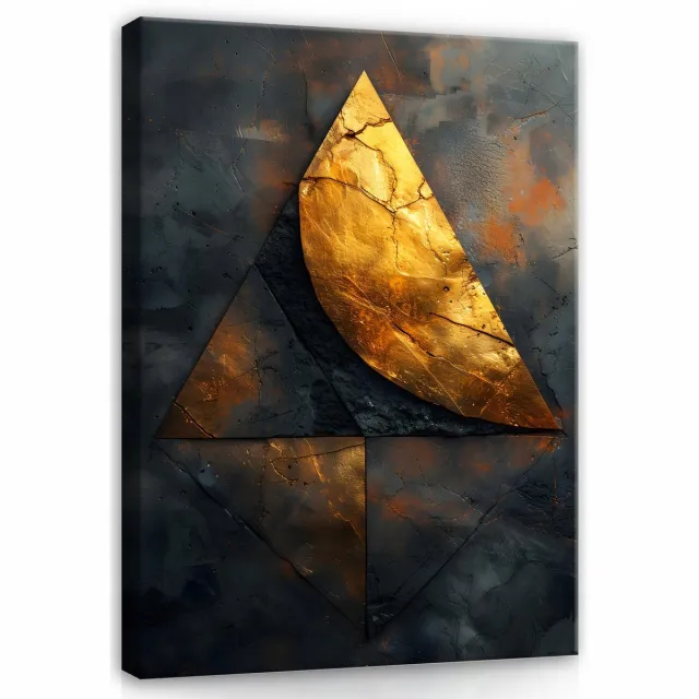 WALLARENA Canvas schilderij - 60x40 cm - abstract industrieel loft goud zwart voor slaapkamer woonkamer multikleurig