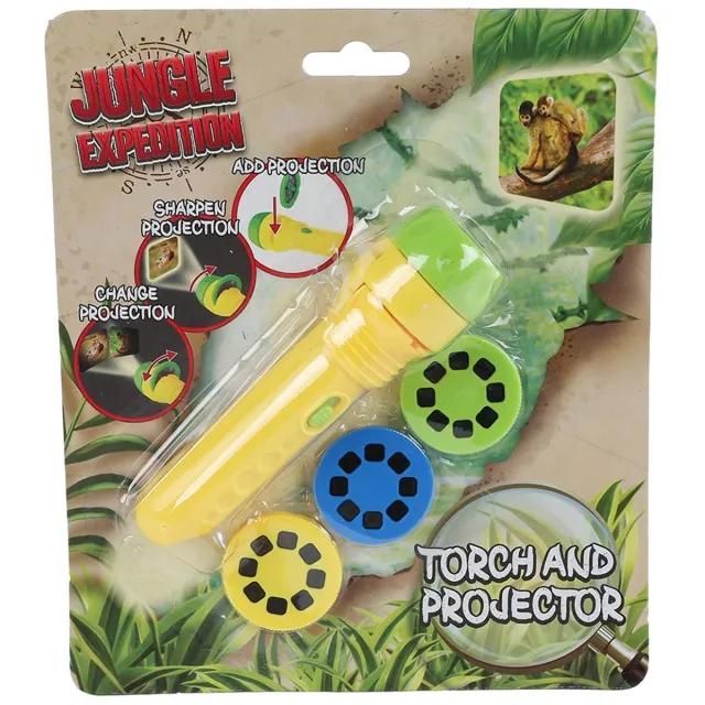 Van Manen Veenendaal BV Jungle expedition zaklamp projector met 24 afbeeldingen - speelgoed projector 11cm. Multi kleuren
