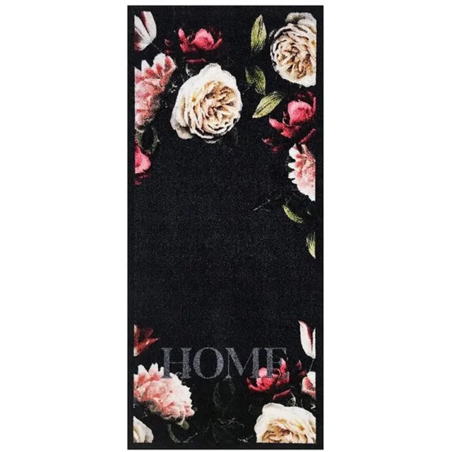 Vica International Deurmat Pink Roses antraciet - 66x150 cm