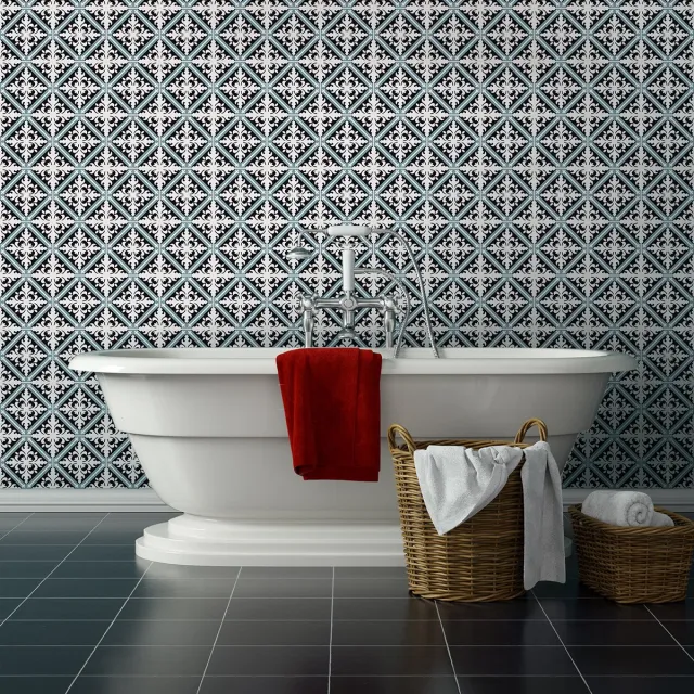 Ambiance Sticker Zelfklevende tegelmuurstickers voor keuken en badkamer - 30 cementtegelstickers, Azulejos Fanettia - 30 stickers, 10x10cm Multi color
