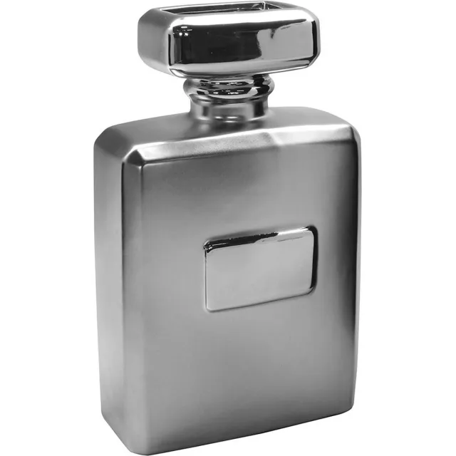 Gilde handwerk Vaas - Bloemenvaas - Trendvaas - Parfum - Parfumfles - 22x13.5x7cm - zilver- Keramiek
