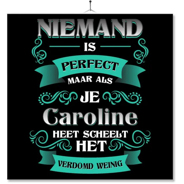 MC Living Tegel Met Opdruk | Kado | Cadeau | Niemand Is Perfect Maar Als Je Caroline Heet Scheelt Het Verdomd Weinig Multi-Color