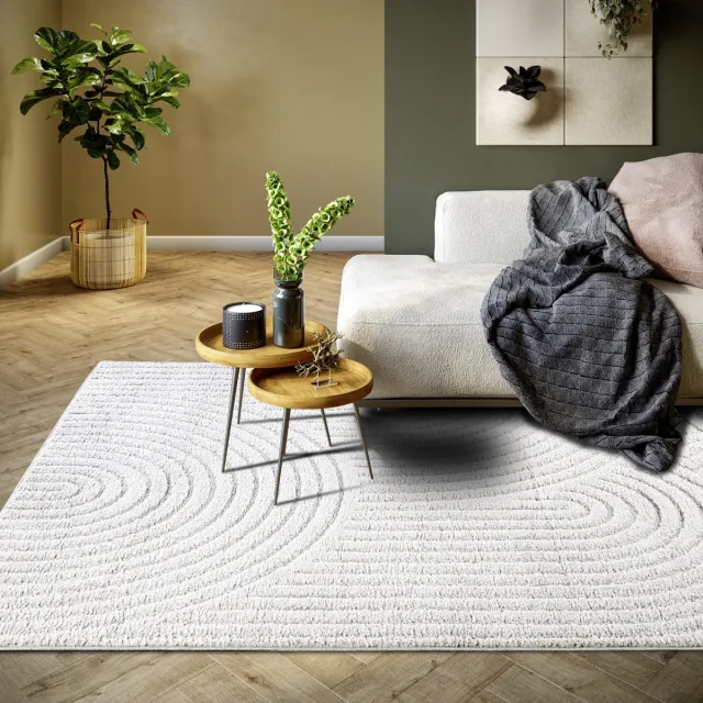 flycarpets Elle Decoration - Japandi vloerkleed laagpolig - New York Design - Panglao Wit