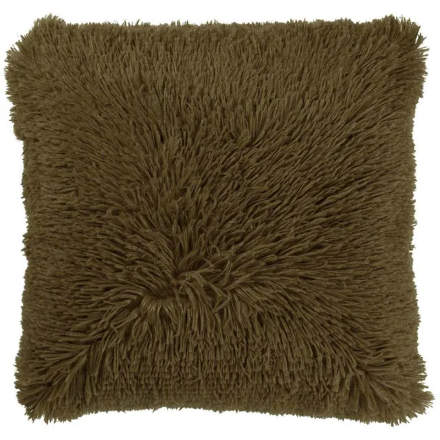 Dutch Decor FLUFFY - Sierkussen 45x45 cm - superzacht - effen kleur - Military Olive - groen - Inclusief binnenkussen - Luxe kussens voor woonkamer & bank Olijfgroen