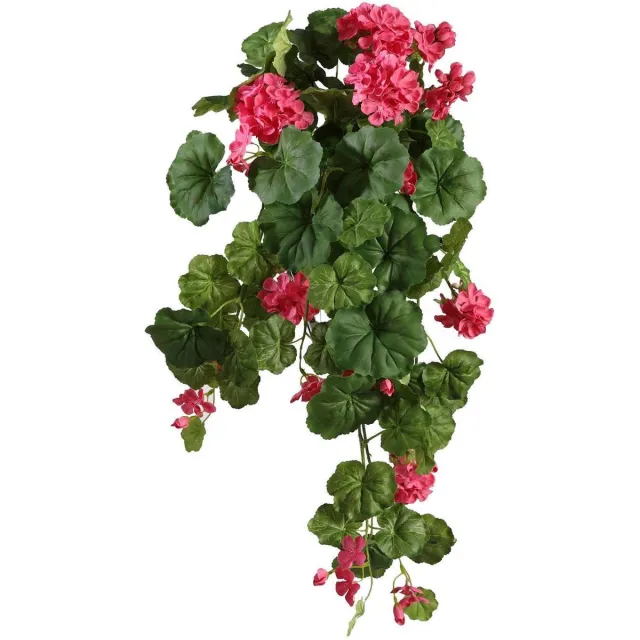 Viv! Home Luxuries Geranium hangend - zijden bloem - roze - 80cm