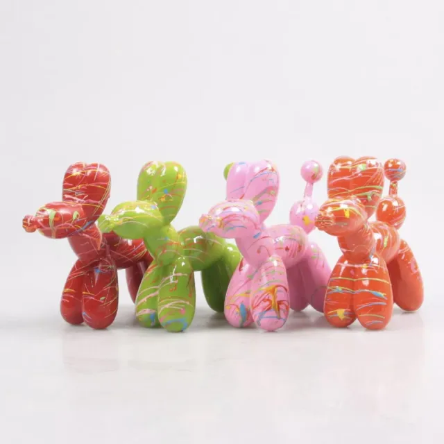 Stoobz ballon hond beeldje 15 cm – balloon dog – groen met verfspatten – decoratief beeldje – woondecoratie