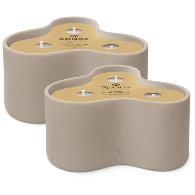 SPAAS Clover Buitenkaars – Cementlook Tuinschaal – circa 22u – Geurloos – 2 kaarsen
