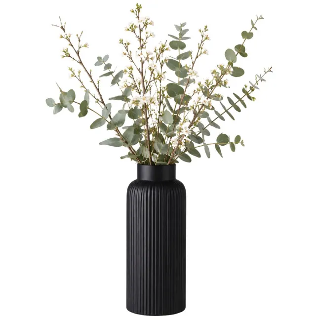 Arti Casa Articasa Bloemenvaas Gomera - zwart - 10 x 28 cm - keramiek - flesvorm vazen