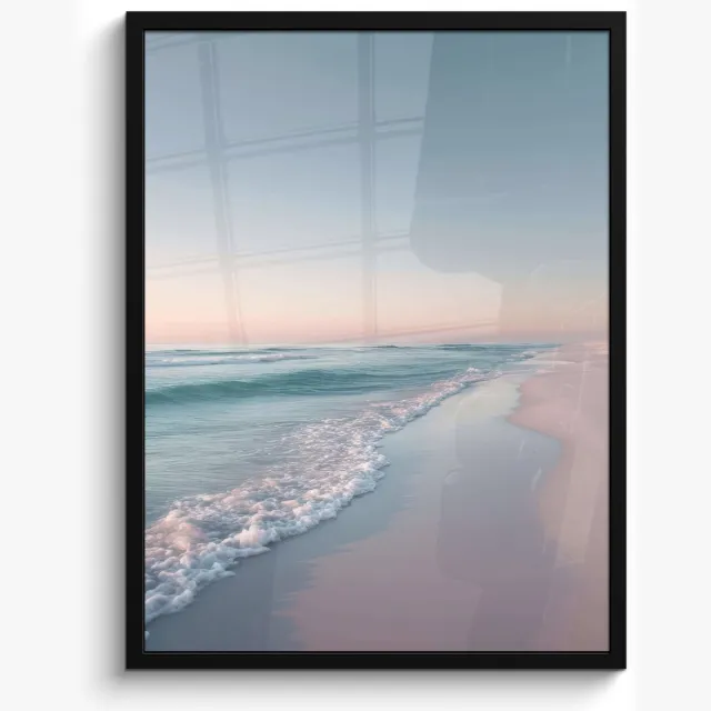 FrameYourWall Poster in lijst - Fotolijst 50x70 cm - Posters - Kustlijn - Pastel - water - Posterlijst zwart - Decoratie - Wanddecoratie woonkamer - Muurdecoratie slaapkamer