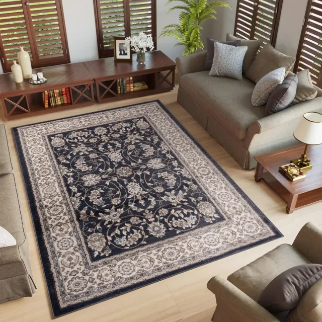 Tapiso Colorado Vloerkleed Zwart Woonkamer Gebloemd Tapijt Maat- 250x350
