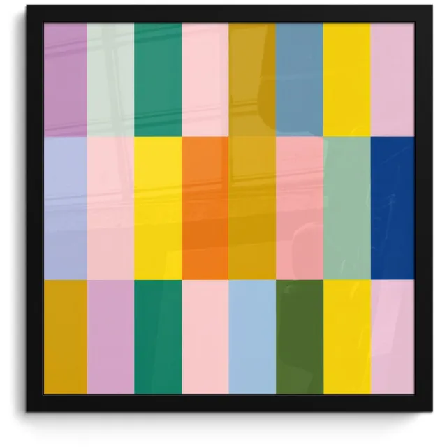 FrameYourWall Poster in lijst - Fotolijst 40x40 cm - Posters - Stroken - Blauw - Patroon - Abstract - Posterlijst zwart - Decoratie - Wanddecoratie woonkamer - Muurdecoratie slaapkamer Stroken - Abstract